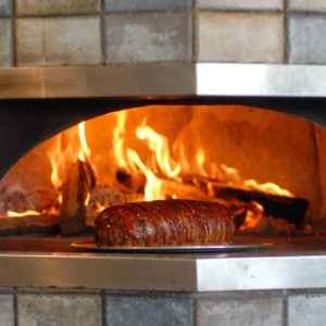 Wood Fired Oven with Bacon Wrapped Meatloaf Cropped