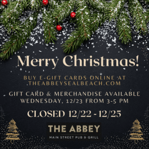 abbey christmas hours closed 12-22-25-20