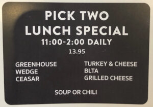 Abbey april 23 Pick two lunch special